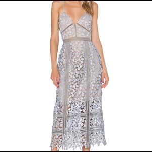 Self-Portrait Arabella Lilac Lace Midi Dress Size 8